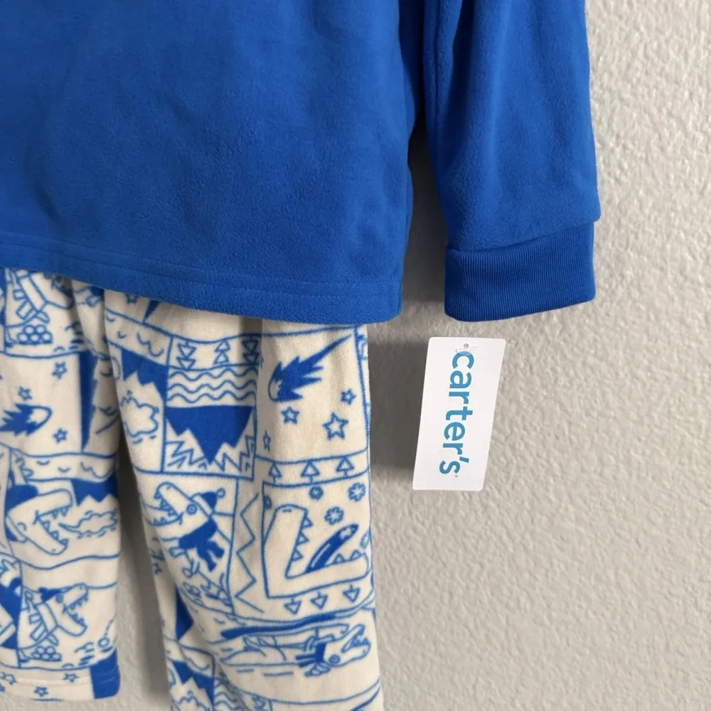 Carter's Boys Size 4T 4 2-Pc Long Sleeve Fleece Pajama Set NWT Dinosaur T-Rex